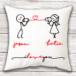i-Tronixs® Personalised Valentines Cushion Cover For Boyfriend Girlfriend Husband Wife Wedding Engagement Gift Customise Your Name Couple Perfect Valentines Present (40cmX40cm) Pillow Insert 0010