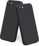 2 Pack Silicone Coque Compatible Pour Iphone Se 2020 / Iphone 8 / Iphone 7 / Iphone Se 2022, Silicone Coque Avec Doublure En Microfibre Douce Protection Complète 4,7"", Noir/Noir.[V1257]