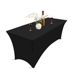 Xabono 4Ft Table Cloth to Use at Parties and Celebrations Table Cloths for Parties Spandex Jubilee Tablecloths for RectangleTables Fitted Table Covers for 6 Foot Tables (4 Feet, Black)