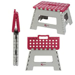 Kleeneze KL031879FEU6 Small Folding Step Stool - Ideal for Hard-to-Reach Places, Maximum Load 150 kg, Folds Away for Storage, Step Up, Space Saving Design, Carry Handle, Strong and Sturdy, Pink & Grey