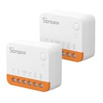 SONOFF MINIR4 WIFI Interrupteur Sans Fil, 2 Voies Interrupteur Intelligent Micromodule, Mode Détacher le Relais, Contrôle APP, Mini Smart Switch Compatible avec Alexa, Google Home,10A/2200W (2 Pack)