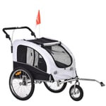 Hundsläp Jogger Cykelsläp Hundcykelsläp Vit+Svart 155 X 83 X 108 Cm