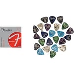 Bundle of (6) Fender Super Bullet 3250LR 09-46 Nickel Plated Steel Guitar Strings + 351 Shape Premium Picks 24 Count Multi-Colour