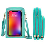 Goopai Small Crossbody Bag For Women Large Touch Screen Cell Phone Purses and Wallet,3 Main Pockets with Card Slots,2 detachable straps, Lightweight Travel Handbag (green)