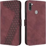 Coque Pour Samsung Galaxy A11 / Galaxy M11, Étui Housse Protection En Cuir Pu [Pochette De Portefeuille] [Magnétique], Antichoc Etui À Rabat Pour Samsung A11 / M11 (Rouge)