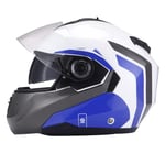 Sparco Riders Sp505 Casque Moto modulaire Hommes, Blanc/Bleu, XL