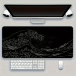 Musmatta XXL laptop stor musmatta speltillbehör tangentbord mus matta gummi anti-halk mus matta tangentbordsmatta black waves 180X220X2MM