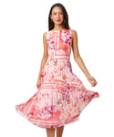 Roman Womens Floral Print Fit And Flare Pleated Dress - Pink - Size 18 UK