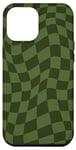 Coque pour iPhone 12 Pro Max Carreaux à carreaux vert militaire vintage