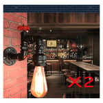 Axhup - Lot de 2 lampe Murale Vintage E27 Applique Murale Industrielle Conduite d'eau en Fer Éclairage Décoration Bar Restaurant Café