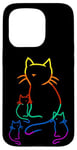 Coque pour iPhone 15 Pro Chaton arc-en-ciel famille chat enfant bébé