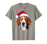 Beagle Santa Hat Christmas Dog Lover Gift Funny Mom Dad Xmas T-Shirt