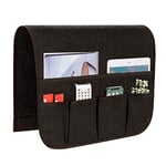 SyMax Organiseur de rangement pour accoudoir de canapé avec 6 poches, support antidérapant pour télécommande inclinable, commande TV, téléphone portable (café, 88,9 cm)