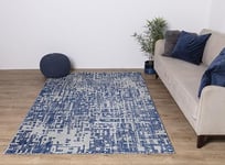 Asiatic Edits Tapis d'intérieur à Poils Ras - Motif Abstrait - Bleu Denim - pour Salon, Chambre à Coucher, véranda et Couloir - Grande Surface - Facile à Nettoyer - Ne perd Pas Ses Poils - 120 x 170