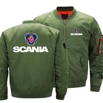 Sweat-Shirt pour Homme Veste Bombardier à Manches Longues Cardigan Zippé Outwear Hauts - Imprimé 3D Scania Casual À Capuche Unisexe Hiver Chaud Épais Manteaux,Vert,L