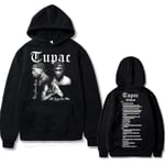 Rapper Tupac 2pac Hip Hop Hoodie Herrmode Luvtröjor Herr Kvinnor Oversized Pullover Man Svart Streetwear Man Vintage Sweatshirt black 2XL