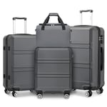 Kono Lot de 4 valises à Coque Rigide légère avec Serrure TSA et Sac de Cabine Ryanair, Gris, 4 Piece Sets, Ensembles de Bagages