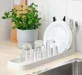 Dish Drainer Rack with Drip Tray Kitchen Sink Cutlery Utensils Holder Plate Rack