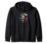 Splash Art Vintage Telephone Landline Dial Zip Hoodie