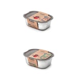 Bundle of BLACK+BLUM - 2 Small & 1 Large Lunch Boxes - Microwavable, Plastic-Free, Stainless Steel with Leak-Proof, Airtight Lockable Lids - Safe for Microwave, Dishwasher & Oven - Small 600ml + Large