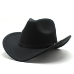 Amerikansk Western Cowboyhatt Filt Hatt För Män Och Kvinnor Ridhatt Rullad Brätte Imitation Ull Jazzhatt Cowboyhatt Svart black