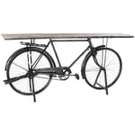 Console / Table console forme vélo en métal coloris noir et bois marron - Longueur 193 x Profondeur 50 x Hauteur 90 cm Pegane