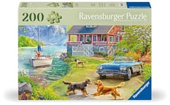 Ravensburger 12001370-Maison d'été au Bord du lac Personnes âgées et Seniors-avec 200 pièces Extra adhérentes-Grand modèle d'image et Support pour Puzzle, 12001370