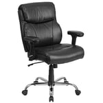 Flash Furniture HERCULES Series Big and Tall Rated Swivel Task Chair with Adjustable Arms, Metal, Black Leather, 74.3 x 64.77 x 39.37 cm
