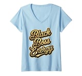 Womens Black Boss Energy Elegant Small Business Owner V-Neck T-Shirt