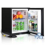 SMETA Frigo Camping Car 12V 220V, 30L, Frigo Van Aménagé 12V, Frigo Silencieux avec Serrure pour Voiture Caravane Van Bureau Maison Chambre Hôtel, Porte Réversible, Noir