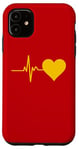 Coque pour iPhone 11 Motif avec Électrocardiogramme Cœur de Couleur Jaune