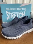 SKECHERS WOMENS BLUE STRETCH TRAINERS, MEMORY FOAM SLIP-ON WALKING SHOES..UK 6