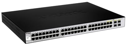 D-LINK – Verkkokytkin, Layer 2, 10/100/1000Mbps, 44xRJ45, 4xSFP, metallinen, musta/hopea (DGS-1210