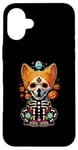 Coque pour iPhone 16 Plus Os de corgi mexicain Sugar Skull, Halloween, jour de la mort d'un chien