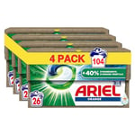 Ariel 3in1 PODS, Lessive Liquide Capsules, 104 Lavages (4x26 Tablettes), Avec Une Touche D'Huile Essentielle d'Orange, 40% En Plus D’Ingrédients Végétale, Testé Dermatologiquement, Fabriqué en France