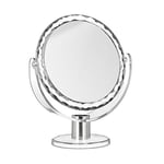 Relaxdays Miroir de maquillage grossissant à poser miroir rond pivotant sur pied HxlxP: 23 x 19 x 10 cm, transparent