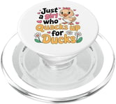 Just a Girl Who Quacks Up for Ducks Cute Cartoon Design PopSockets PopGrip for MagSafe