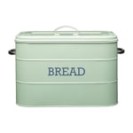 KitchenCraft Living Nostalgia Large Metal Bread Bin, 34 x 21.5 x 25 cm In Sage