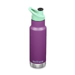 Klean Kanteen Gourde isotherme pour enfant – Acier inoxydable 355 ml, nouvelle casquette de sport, modèle Classic Narrow, nouvelle forme étroite, couleur : raisin scintillant