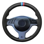 SODMLZ Housse de Volant de Voiture Cousu à la Main en Cuir véritable Noir Daim, pour BMW E46 E39 330i 540i 525i 530i 330Ci M3 2001-2003