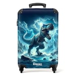 NoBoringSuitcases.com Valise Enfant, Valise Cabine, Valise Enfant Garcon, Bagages Enfant, Valise Enfant Roulette, Valise pour Enfant, Valise Petite, Valise Cabine 55x35x25cm (Dinosaure - Bleu)