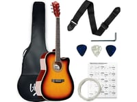 V-Tone V-Tone Ag Two Sb 4/4 Akustisk Gitarr Svart Plektrum Rem Reservsträngar Fodral Ackord Justering Nyckel