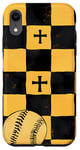 Coque pour iPhone XR Coque Pop Art jaune motif damier baseball