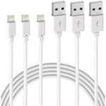 3-pack iPhone-laddarkabel 1m Lightning Wire Snabbladdning för iPhone 11 Pro XS Max XR X 8 7 6s 6 Plus 5 Se iPad, svart sladd