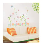 Ambiance Sticker Autocollant Muraux Décoration Adhésifs Fleurs de Jardin et Papillons Sticker Murale pour Bébé, Chambre d'enfant et Salon - H50 x L70 cm