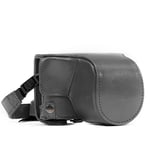 MegaGear MG1143 Etui de Protection avec Bandoulière/Accès Batterie en Cuir pour Appareil Photo Panasonic Lumix DC-GX850/DC-GF9 12-32mm lentille/DC-GX800/DMC-GF8/DMC-GF7 Marron Clair