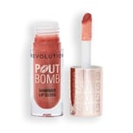 Revolution, Pout Bomb Gloss Scintillant, Gloss Lèvres Ultra Brillant avec Acide Hyaluronique & Parfum Vanille, Nude Glow