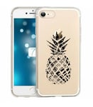 Coque Iphone 7 PLUS 8 PLUS ananas geometrique noir transparente