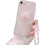 Kompatibelt iPhone-fodral, Söt 3D Rosa Rosett Smalt Transparent Estetiskt Design Kvinnor Flickor Glitter Skyddande Telefonfodral för iPhone iPhone7/8