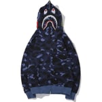 Shark Ape Bape Hoodie Camo Print Polyester Tröja Casual Lös Zip Hoodie Jacka För Män Kvinnor Camouflage Blue M